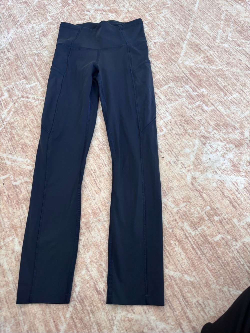 Lululemon Fast Free 2 Blue Navy High Waisted Side Pocket Leggings 23” Crop Ankle